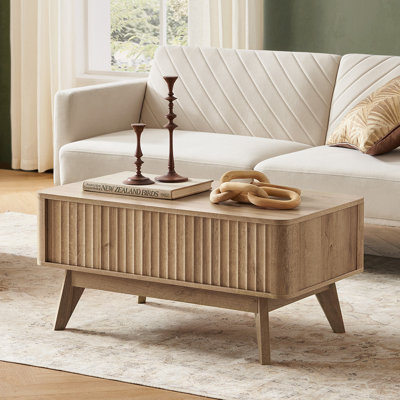 17 Stories Balboa Distressed Pine 1-Drawer Engineered Wood Coffee
